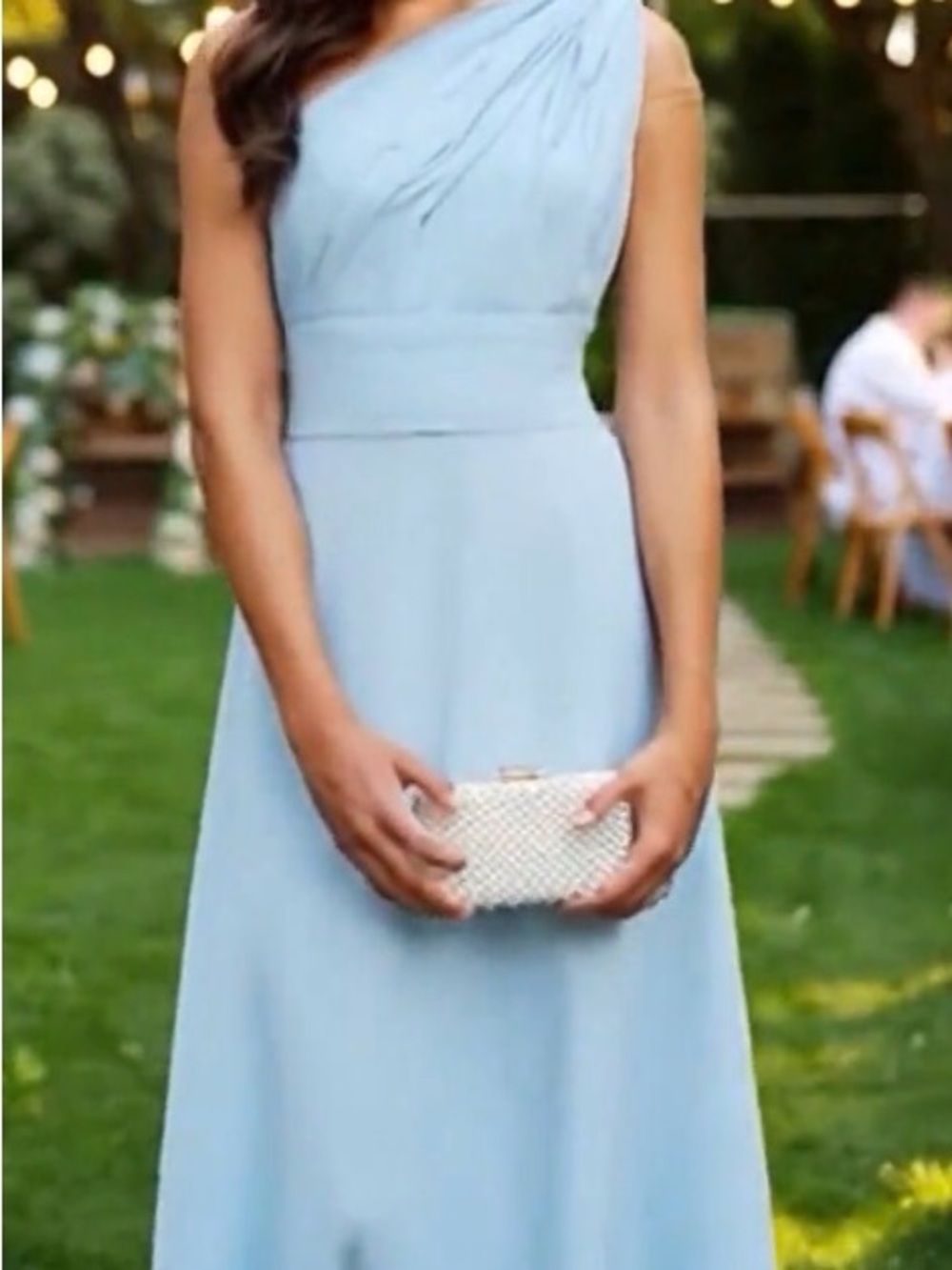 Chic One-Shoulder Powder Blue Maxi Dress